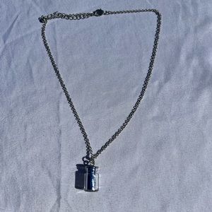 Navy Glitter Jar Necklace